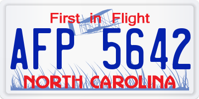 NC license plate AFP5642