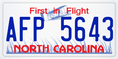 NC license plate AFP5643