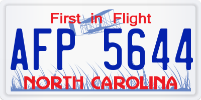 NC license plate AFP5644