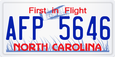 NC license plate AFP5646
