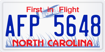 NC license plate AFP5648