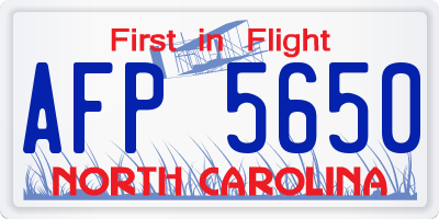 NC license plate AFP5650