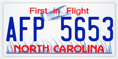 NC license plate AFP5653
