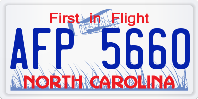 NC license plate AFP5660