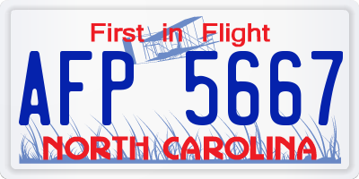 NC license plate AFP5667