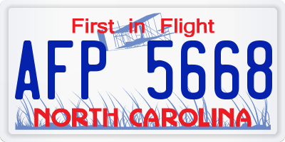 NC license plate AFP5668