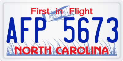NC license plate AFP5673