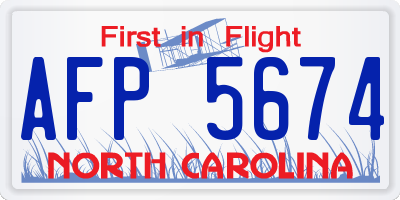 NC license plate AFP5674
