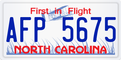 NC license plate AFP5675