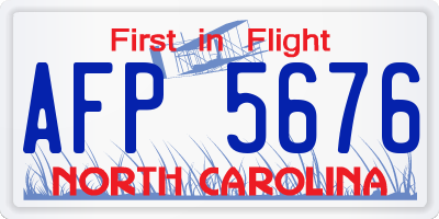 NC license plate AFP5676