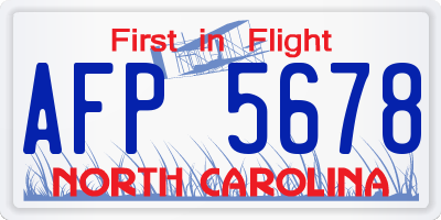 NC license plate AFP5678