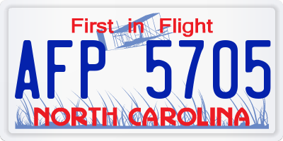 NC license plate AFP5705
