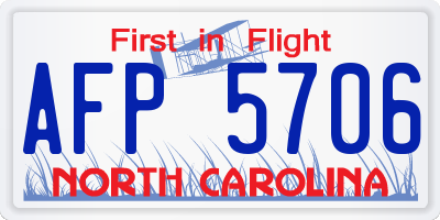 NC license plate AFP5706