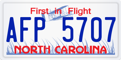NC license plate AFP5707