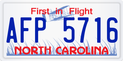 NC license plate AFP5716