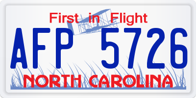 NC license plate AFP5726