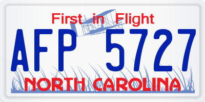 NC license plate AFP5727