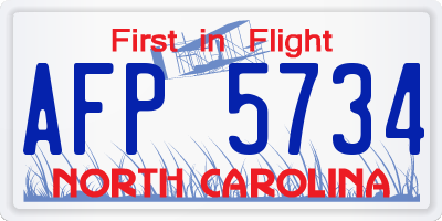 NC license plate AFP5734