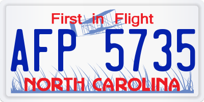 NC license plate AFP5735