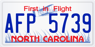 NC license plate AFP5739