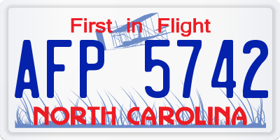 NC license plate AFP5742