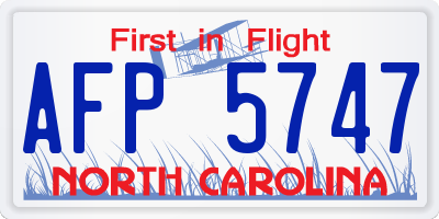 NC license plate AFP5747