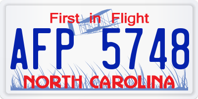 NC license plate AFP5748