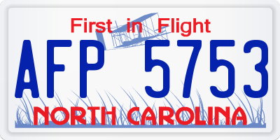 NC license plate AFP5753