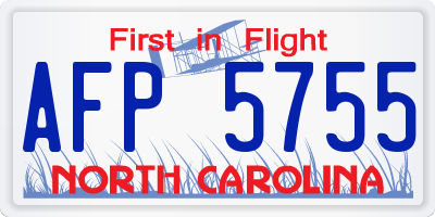 NC license plate AFP5755