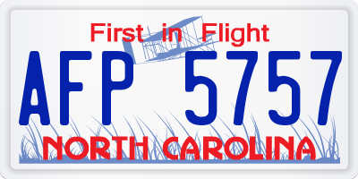 NC license plate AFP5757