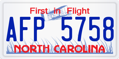 NC license plate AFP5758