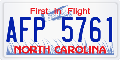 NC license plate AFP5761