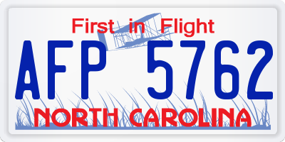 NC license plate AFP5762