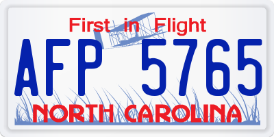 NC license plate AFP5765