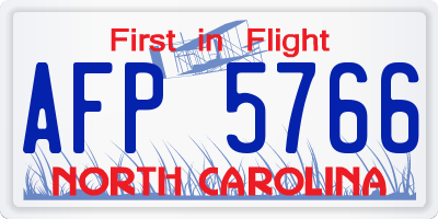 NC license plate AFP5766