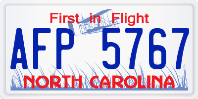 NC license plate AFP5767