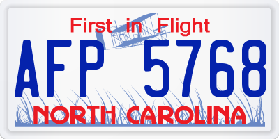 NC license plate AFP5768