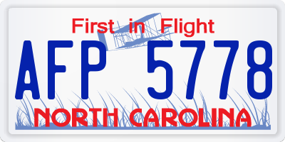 NC license plate AFP5778