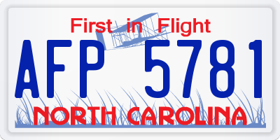 NC license plate AFP5781