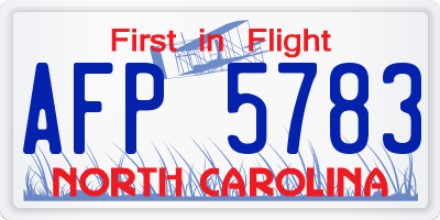NC license plate AFP5783