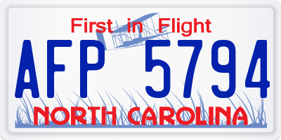 NC license plate AFP5794