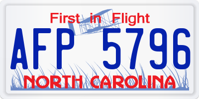 NC license plate AFP5796