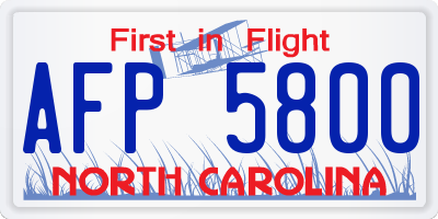 NC license plate AFP5800