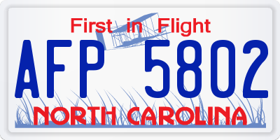 NC license plate AFP5802
