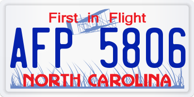 NC license plate AFP5806