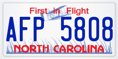 NC license plate AFP5808