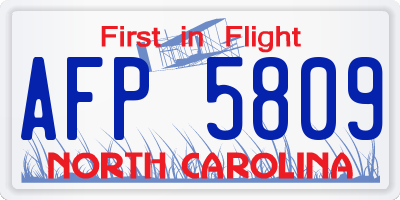 NC license plate AFP5809
