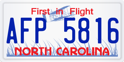 NC license plate AFP5816