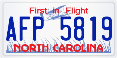 NC license plate AFP5819