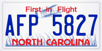 NC license plate AFP5827